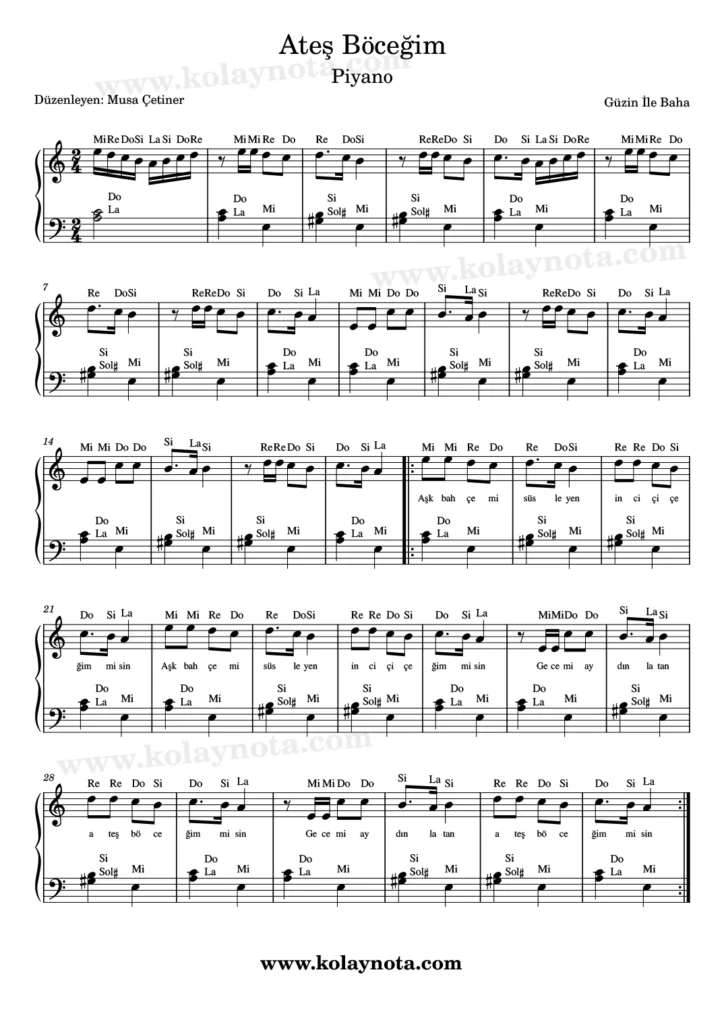 Gençlik Başımda Duman şarkısının piyano düzenlemesi