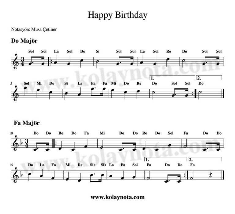 Happy Birthday Do Re Mi Notaları »