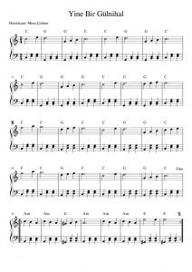 Yine Bir Gülnihal Piyano Notası
