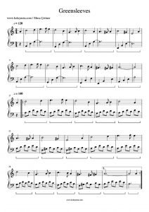 Greensleeves Piyano Notası