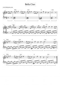 Bella Ciao - Çav Bella Piyano Notası