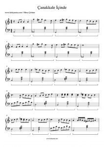 Çanakkale İçinde - Piyano Notası