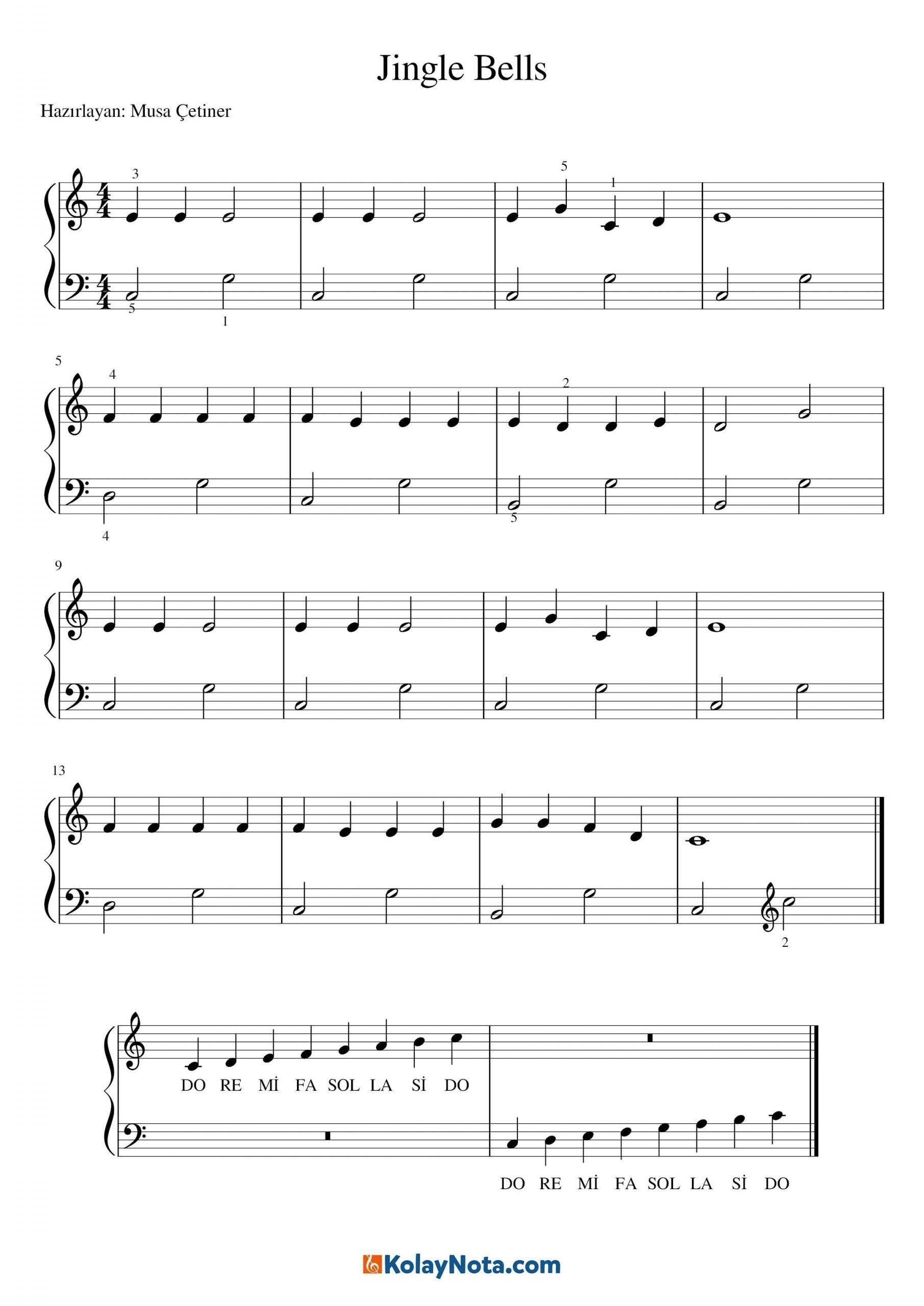 Jingle Bells Kolay Piyano Notası