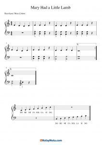 Mary Had a Little Lamb Piyano Notası