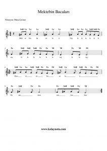 Mektebin Bacaları - Kolay Notası - Mi Karar sesinde