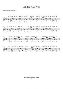 Ah Bir Ataş Ver - Kolay Notası - RE Karar