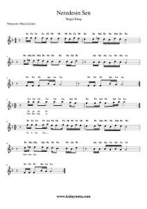 Neredesin Sen - Kolay Notası