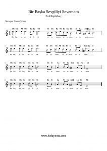 Bir Başka Sevgiliyi Sevemem - Kolay Notası