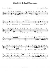 Gün Gelir de Beni Unutursun - Kolay Notası