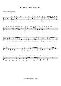 Yemenimde Hare Var - Kolay Notası
