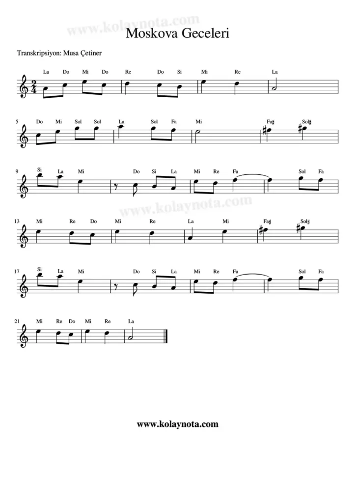 Moskova Geceleri Nota