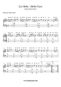 Çav Bella - Bella Ciao - Kolay Piyano Notası