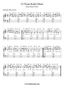 23 Nisan Kutlu Olsun - Kolay Piyano Notası