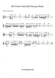 Bir Fırtına Tuttu Bizi - Kolay Bağlama Notası