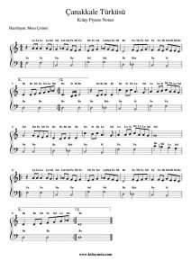 Çanakkale İçinde - Kolay Piyano Notası