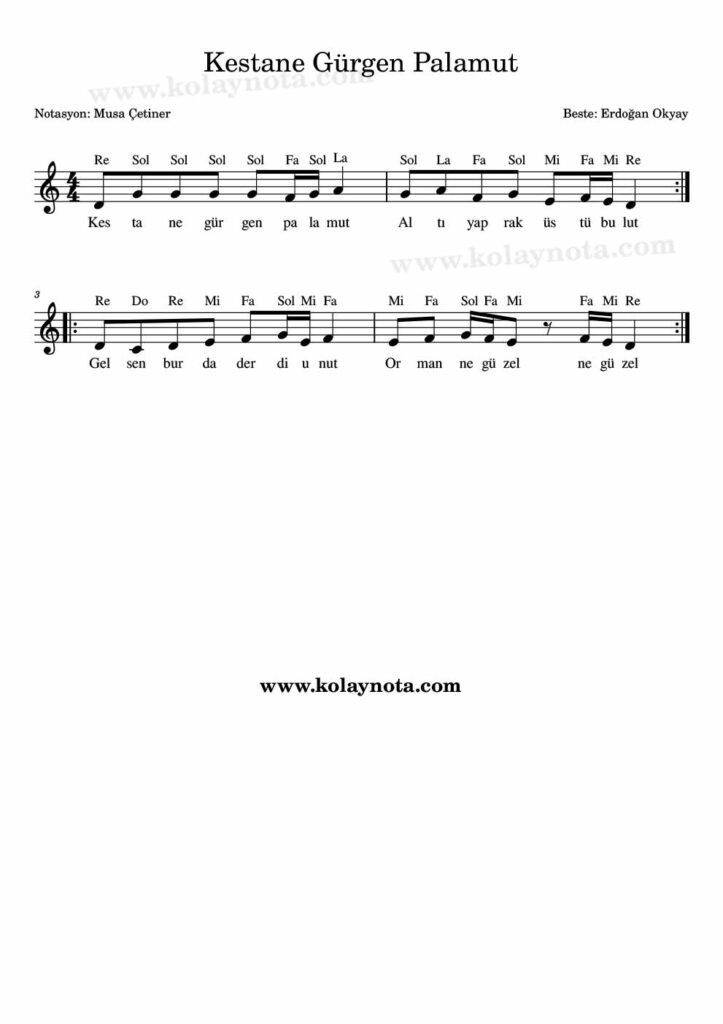 Kestane Gürgen Palamut - Nota