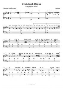 Unutulacak Dünler - Kolay Piyano Notası