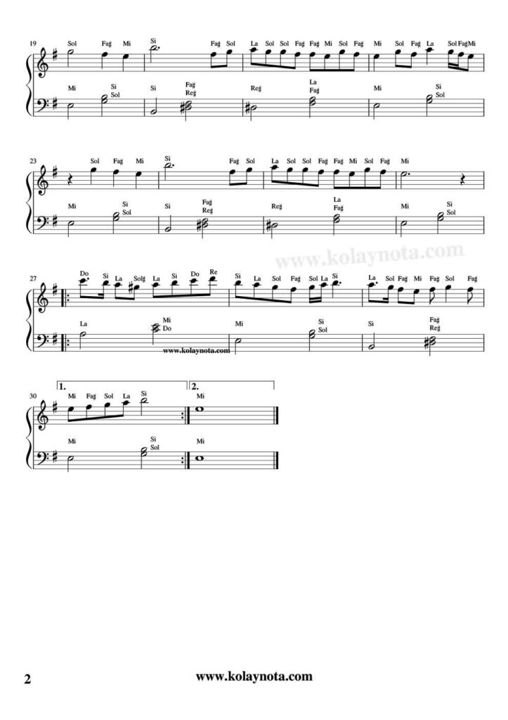 Ağlama Anne - Piyano Nota - 2