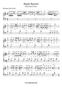 Bugün Bayram - Kolay Piyano Notası