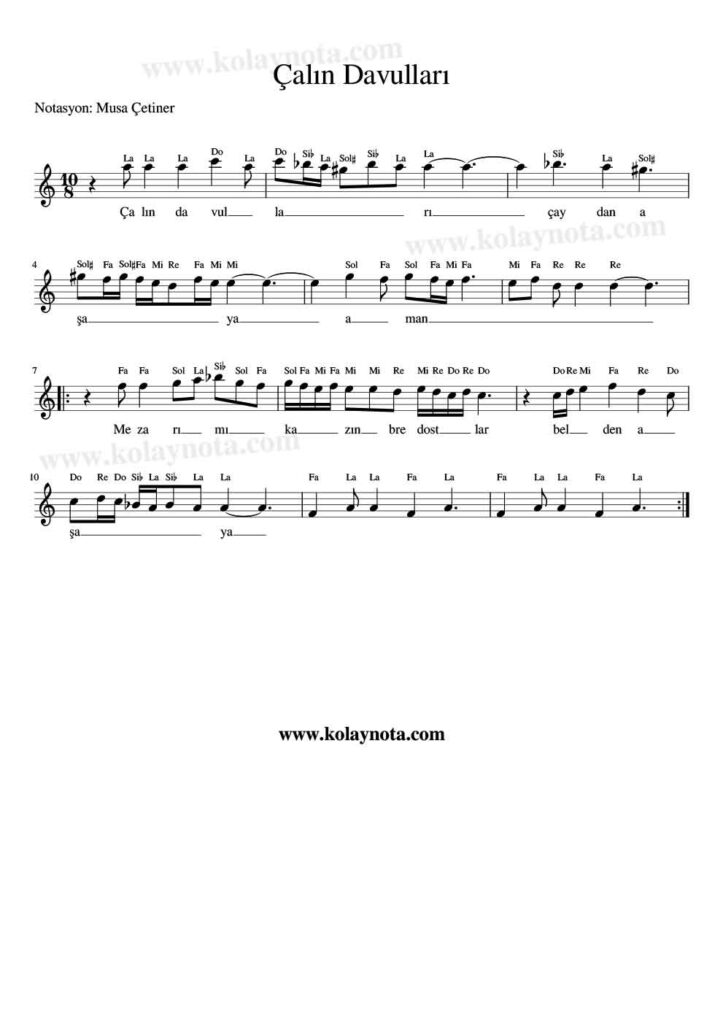 Çalın Davulları - Nota