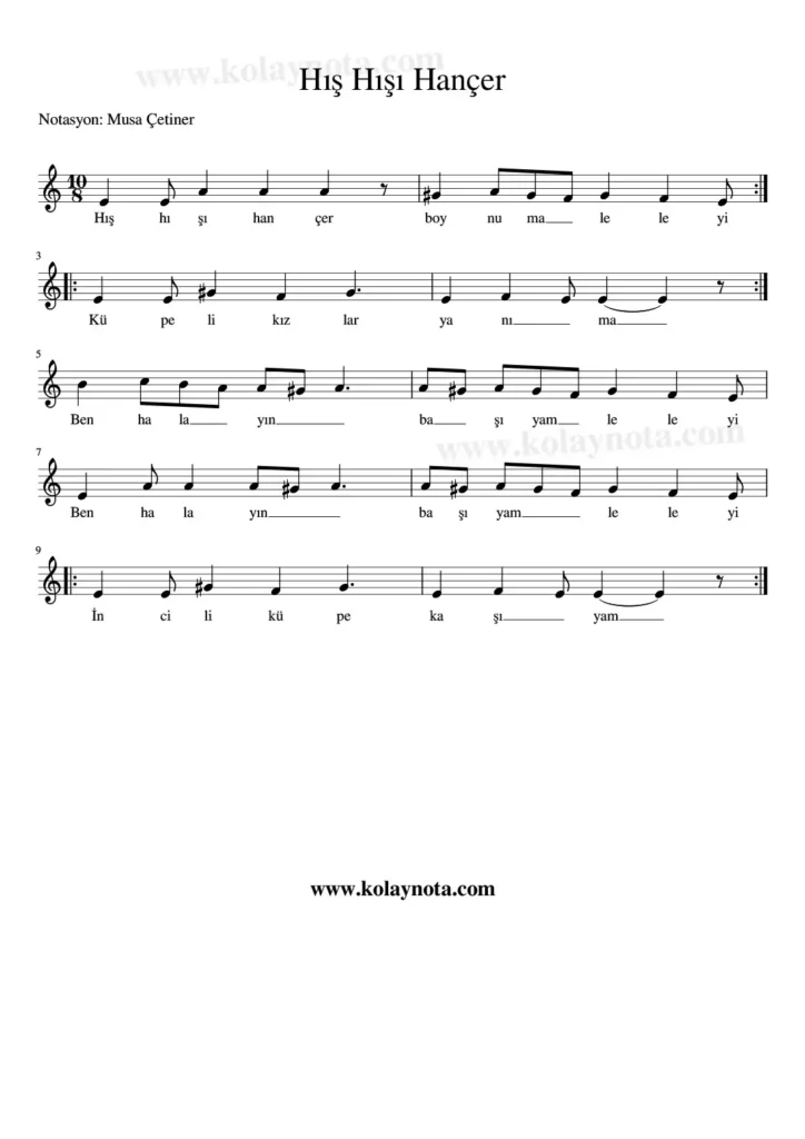 Hış Hışı Hançer Standart Nota