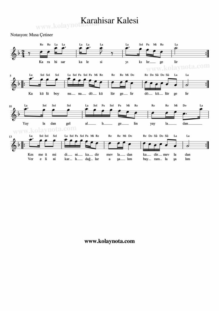 Karahisar Kalesi - Nota