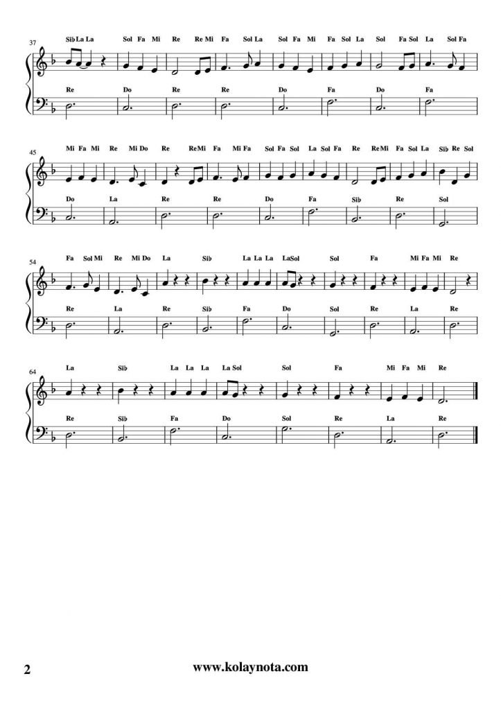 Karayip Korsanları - Kolay Piyano Notası - 2
