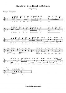 Kendim Ettim Kendim Buldum - Kolay Bağlama Notası