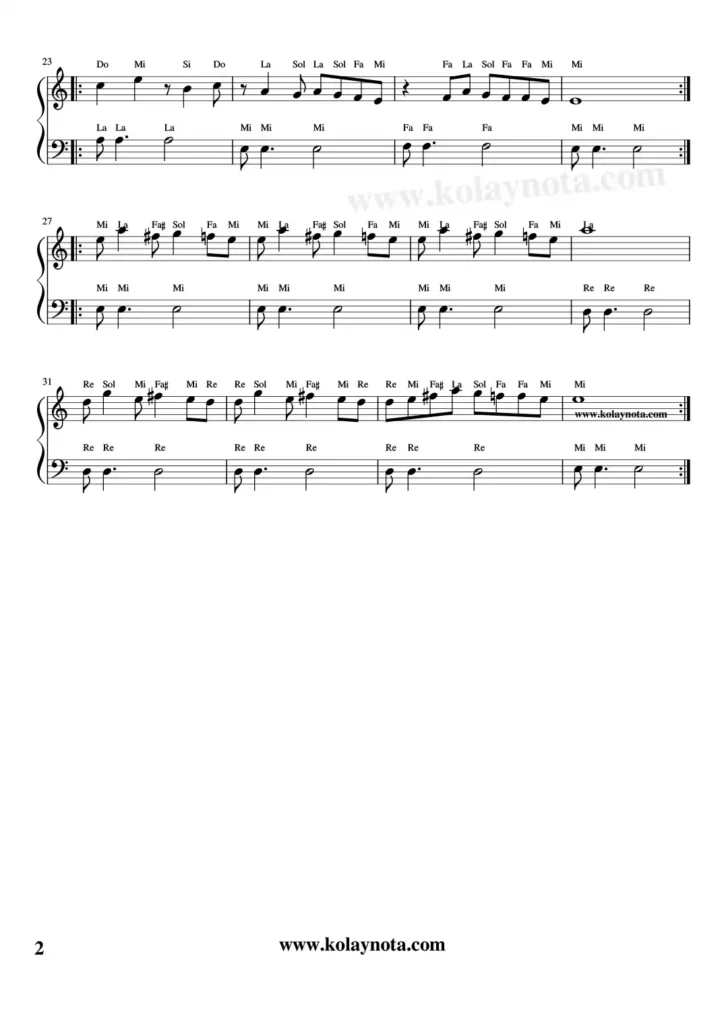 Fesuphanallah - Piyano Nota - 2