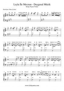 Leyla İle Mecnun - Kolay Piyano Notası