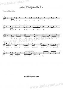 Altın Yüzüğüm Kırıldı - Bağlama Notaları