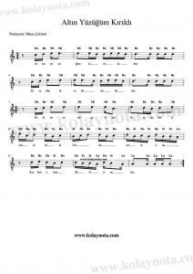 Altın Yüzüğüm Kırıldı - Kolay Bağlama Notaları