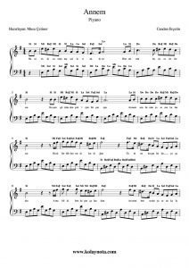 Annem - Piyano Notası