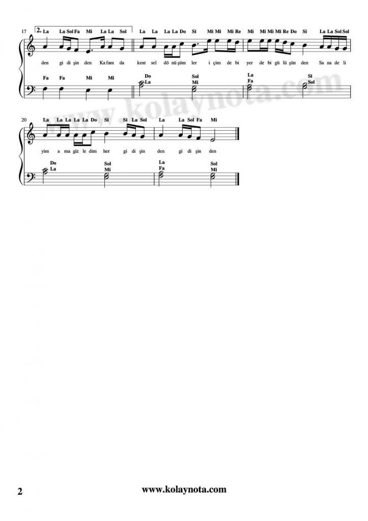 Kentsel Dönüşümler Kolay Piyano Notası - 2