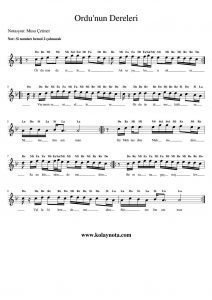 Ordu'nun Dereleri - Kolay Bağlama Notası