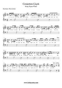 Cennetten Çiçek - Kolay Piyano Notası - Nota İsimsiz