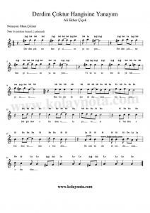 Derdim Çoktur Hangisine Yanayım - Kolay Notası - La Karar