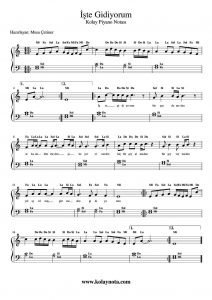İşte Gidiyorum - Kolay Piyano Notası