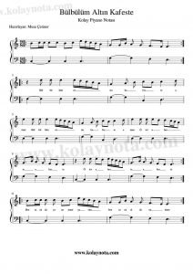 Bülbülüm Altın Kafeste - Kolay Piyano Notası - 2