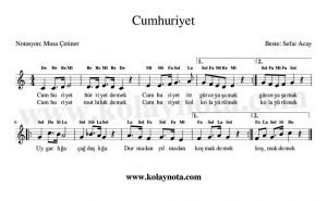 Cumhuriyet - Kolay Notası