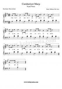 Cumhuriyet Marşı - Piyano Notası - 2