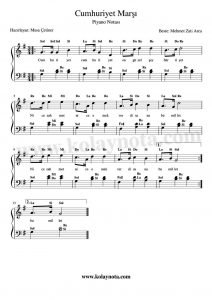 Cumhuriyet Marşı - Piyano Notası