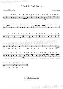 Evlerinin Önü Yonca - Kolay Notası