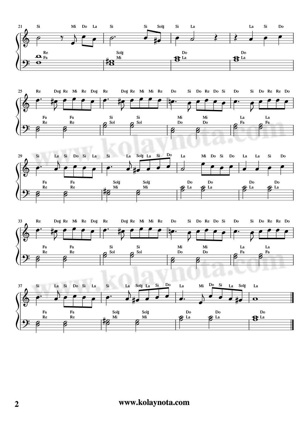 Anlamazdın Piyano Notası - 2