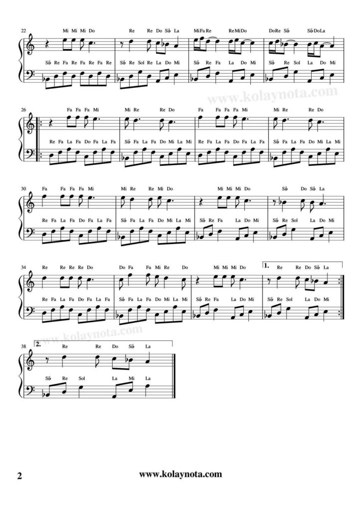 Haram Geceler - Piyano Nota - 2