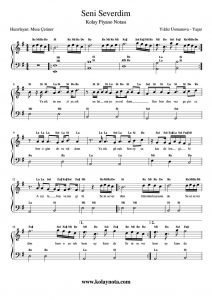 Seni Severdim - Kolay Piyano Notası