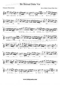 Bir İhtimal Daha Var Notaları