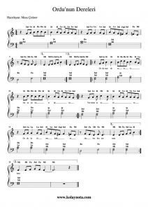 Ordu'nun Dereleri - Kolay Piyano Notası