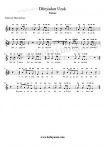 Dünyadan Uzak Kolay Notası