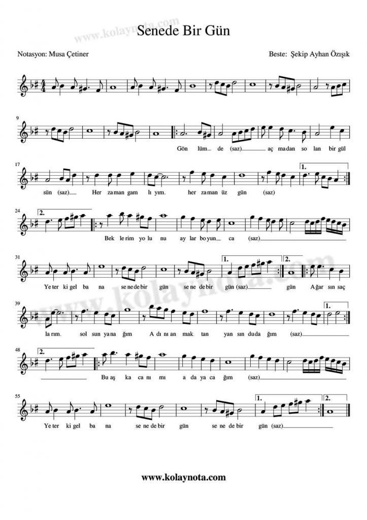 Senede Bir Gün Notası